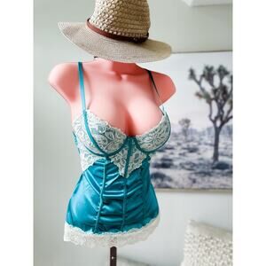 Y2K lace + satin corset tank top ultra sexy push up 34B/S